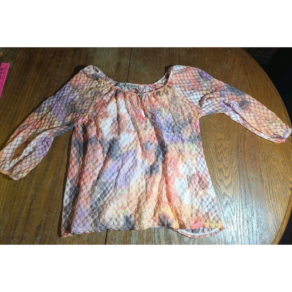 John Paul Richard Flowy Peasant Top Sheer Boho Fairy Crochet Y2K Vintage Small